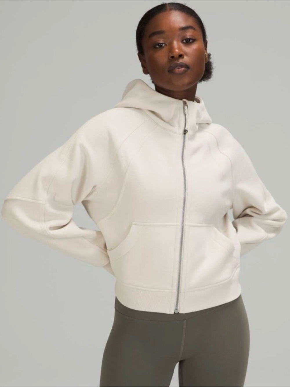 Lululemon scuba full zip in white opal size xs/s